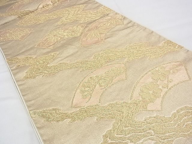 平和屋着物◎六通柄袋帯 地紙草花文 金糸 逸品 BAAH9343fk