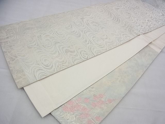平和屋着物◎太鼓柄袋帯 唐織 光琳紅白梅 金銀糸 逸品 BAAH9349fk