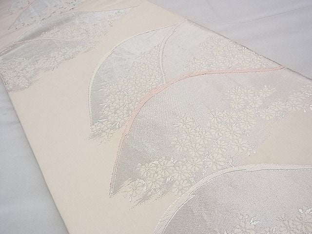 平和屋着物◎六通柄袋帯 唐織 重ね山春秋花文 銀糸 逸品 BAAH9395fk