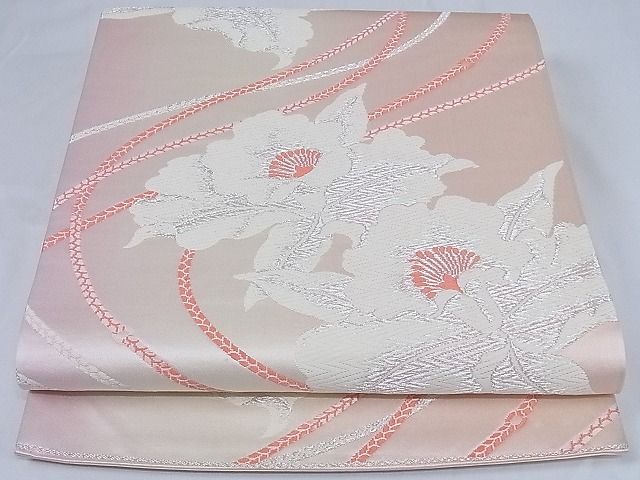 平和屋着物◎六通柄袋帯 舞花文 銀糸 正絹 逸品 AAAI3469Abw