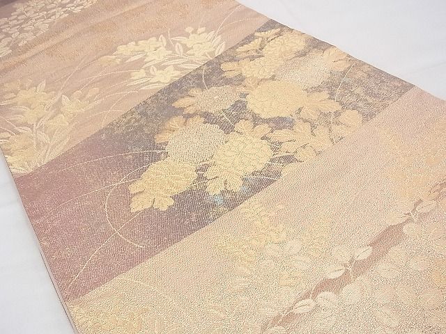平和屋着物◎六通柄袋帯 秋草文 金糸 逸品 BAAH8477fk