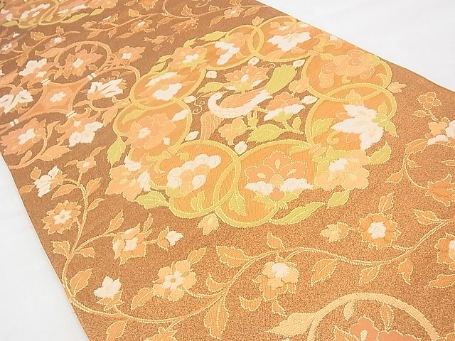 平和屋着物◎六通柄袋帯 花鳥唐草文 金糸 逸品 BAAI1626fk