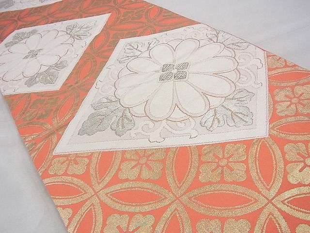 平和屋着物◎佐賀錦 六通柄袋帯 唐織 七宝花菱文 金銀糸 逸品 BAAI1649fk