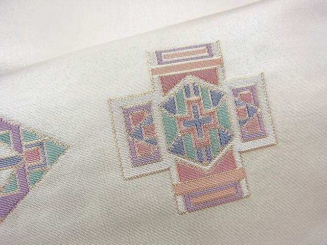 平和屋着物◎六通柄袋帯 幾何学文様 金銀糸 逸品 BAAI1652fk