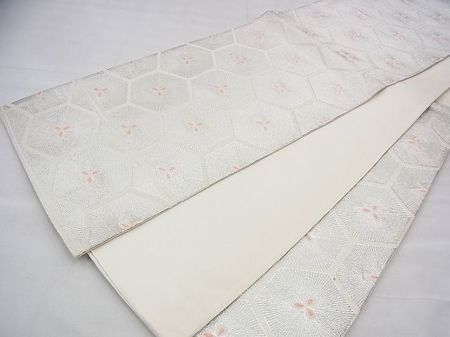平和屋着物◎六通柄袋帯 唐織 若松亀甲文様 銀糸 逸品 BAAI1663fk