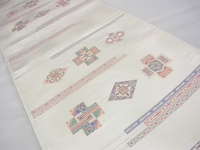 平和屋着物◎六通柄袋帯 幾何学文様 金銀糸 逸品 BAAI1652fk