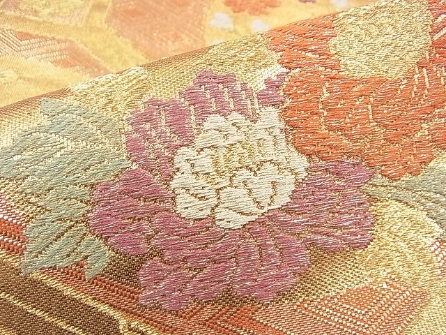 平和屋着物◎六通柄袋帯 蜀江花丸文 金糸 逸品 BAAI1659fk