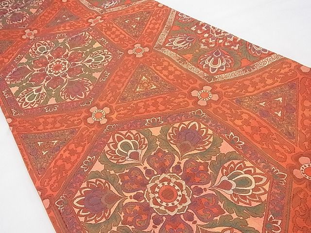 平和屋着物◎西陣 山下織物謹製 六通柄袋帯 更紗亀甲花文 逸品 BAAI1653fk