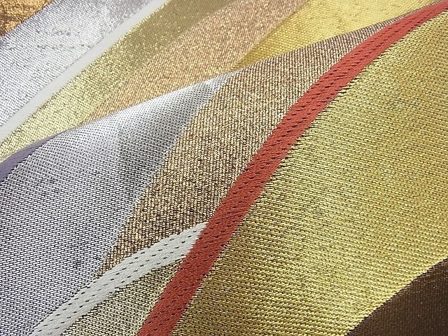 平和屋着物◎六通柄袋帯 唐織 立波文様 金銀糸 逸品 BAAI1676fk