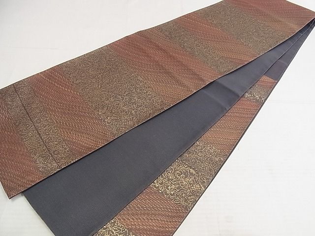 平和屋着物◎六通柄袋帯 洋花文 金糸 正絹 逸品 AAAJ5834Apf