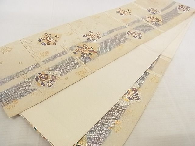 平和屋着物◎六通柄袋帯 唐織 花鳥文 金糸 正絹 逸品 AAAJ5816Apf