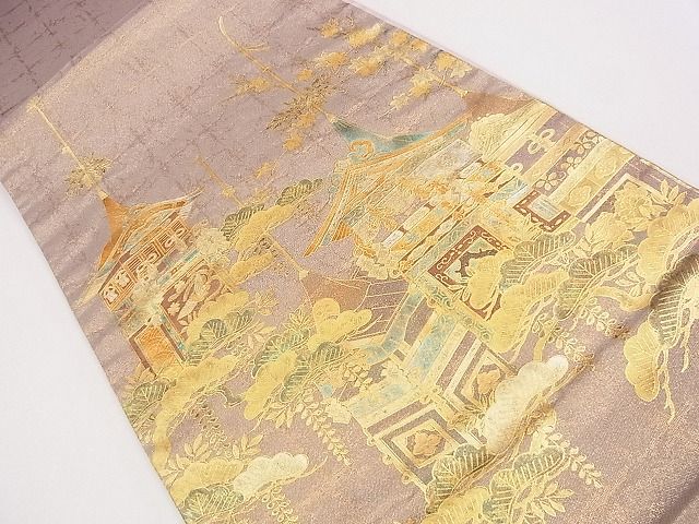 平和屋着物■太鼓柄袋帯 鉾枝松文 金銀彩 逸品 CAAG2090eg