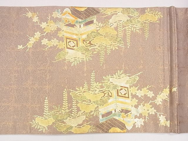 平和屋着物■太鼓柄袋帯 鉾枝松文 金銀彩 逸品 CAAG2090eg