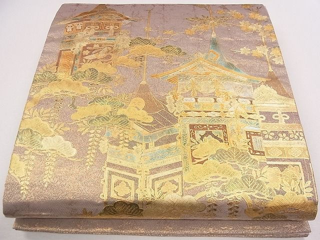 平和屋着物■太鼓柄袋帯 鉾枝松文 金銀彩 逸品 CAAG2090eg
