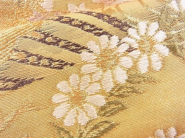 平和屋着物■六通柄袋帯 唐織 扇面流水鴛鴦花文 金糸 逸品 CAAG2158eg