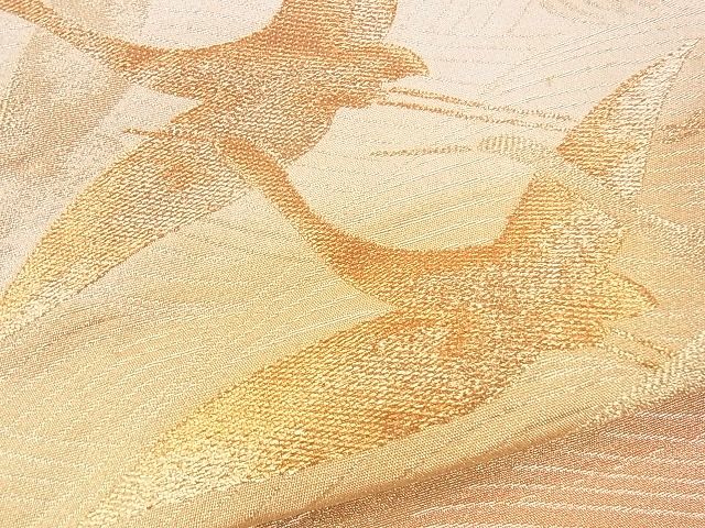 平和屋着物■六通柄袋帯 横段流水飛鶴文 金糸 逸品 CAAG2181eg