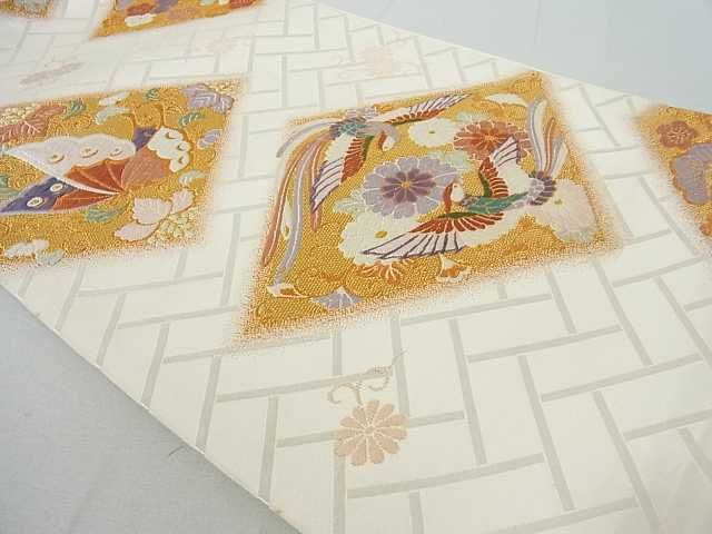 平和屋着物◎六通柄袋帯 唐織 鳳凰花菱文 金糸 逸品 DAAE9882ar
