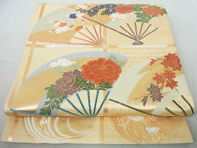 平和屋着物◎六通柄袋帯 扇草花文 金銀糸 逸品 DAAE9892ar