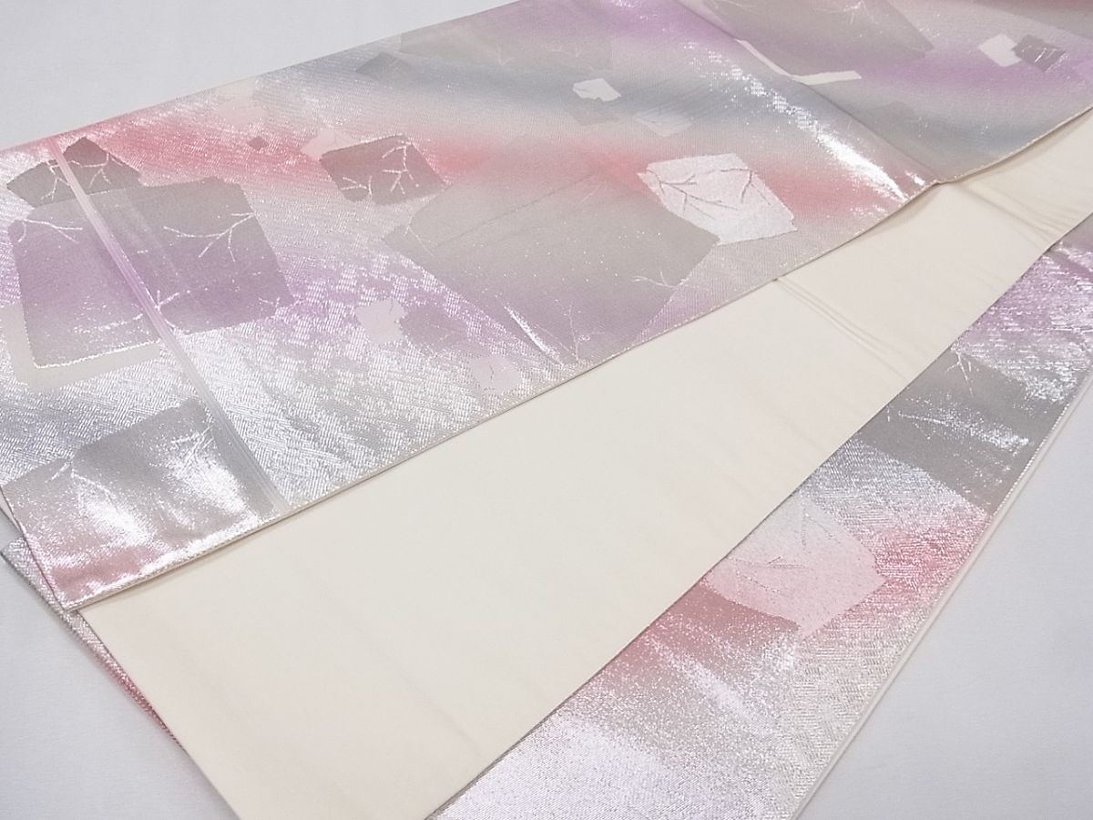 平和屋着物◎六通柄袋帯 破れ色紙文 銀糸 逸品 CAAG8841fb