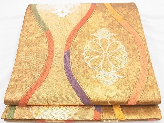 平和屋着物◎六通柄袋帯 唐織 色段立涌文 引箔 逸品 BAAH4474kj