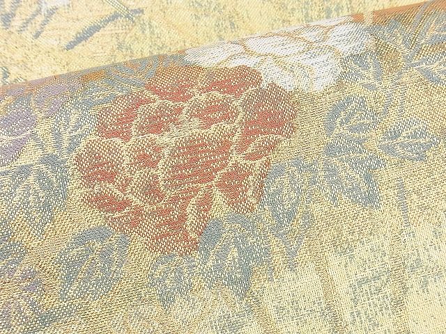 平和屋着物◎佐賀錦 六通柄袋帯 扇面秋草文 金糸 逸品 BAAH4497kj