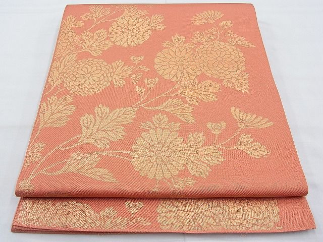 平和屋着物◎全通柄 本袋帯 菊 金糸 逸品 BAAH4568kj