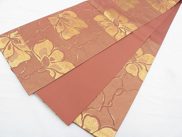 平和屋着物◎六通柄袋帯 牡丹紋 金彩 引箔 逸品 BAAH4589kj