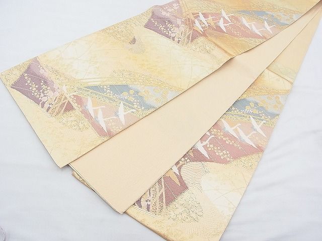 平和屋着物◎佐賀錦 六通柄袋帯 飛鶴渡橋文様 金糸 逸品 BAAH4580kj