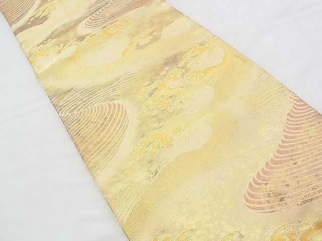 平和屋着物◎六通柄袋帯 立波文様 金糸 逸品 BAAI1011kj