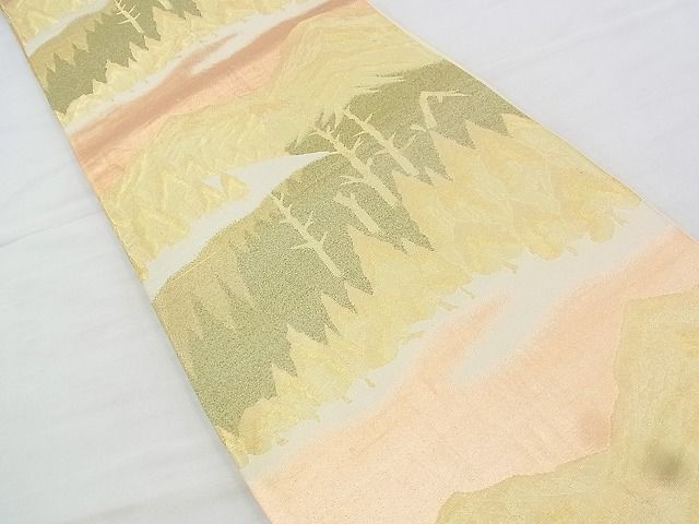 平和屋着物◎六通柄袋帯 遠山樹林文 金糸 逸品 BAAI1018kj