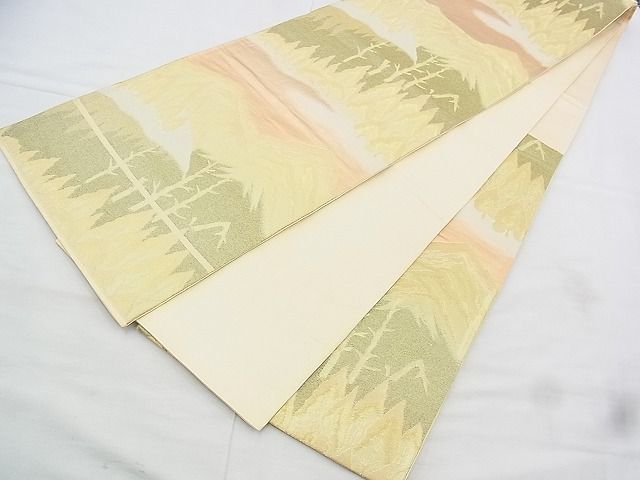 平和屋着物◎六通柄袋帯 遠山樹林文 金糸 逸品 BAAI1018kj