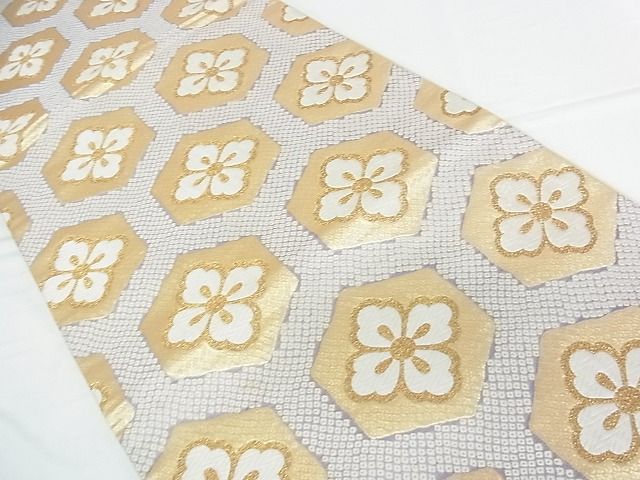 平和屋着物■六通柄袋帯 亀甲花文 金糸 逸品 DAAH1106sa