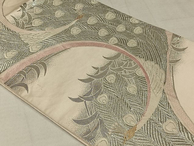平和屋着物◎六通柄袋帯 唐織 孔雀文 金銀糸 正絹 逸品 AAAI7325Bnf