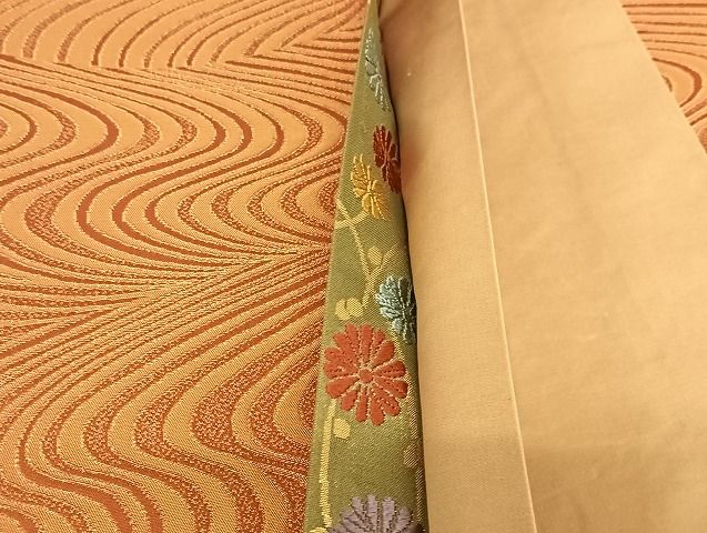 平和屋着物◎全通柄袋帯 流水文 金糸 正絹 逸品 AAAJ1354Bsa