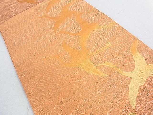 平和屋着物◎織物一筋名門 織悦 全通柄 本袋帯 流水飛鶴文 金糸 逸品 DAAG1163we