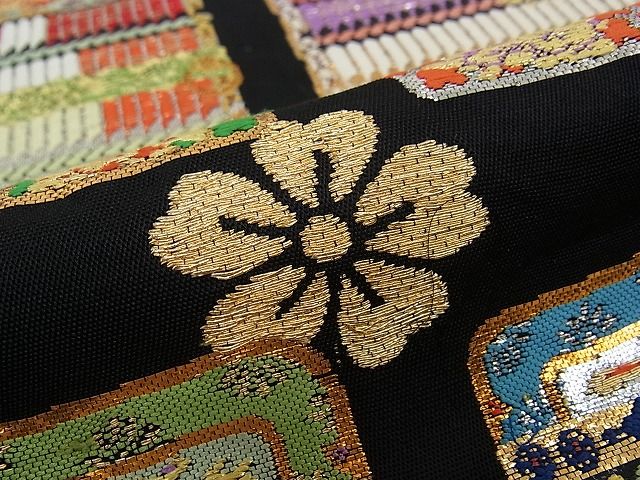 平和屋本店●最高級 龍村平蔵製 本袋帯 威毛錦 唐織 黒地 金銀糸 逸品 CZAA0810s4