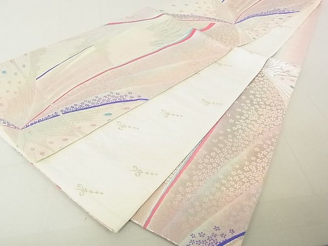 平和屋着物◎六通柄袋帯 花蝶文 銀糸 逸品 DAAG5689tw