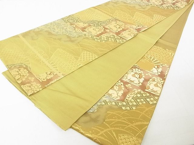 平和屋着物◎六通柄袋帯 道長名物裂花文 金糸 逸品 DAAG5701tw