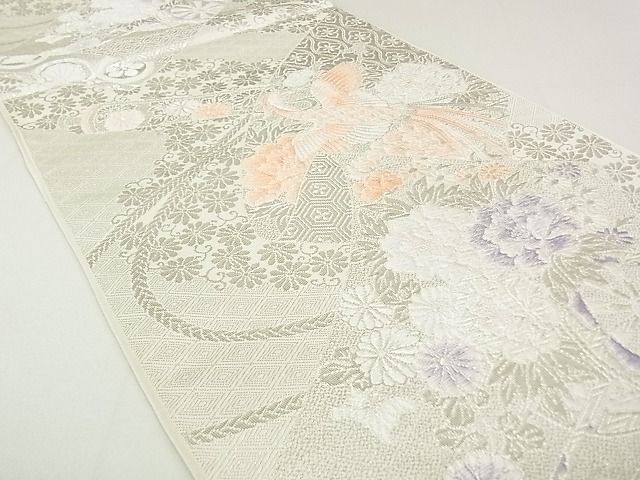 平和屋着物◎六通柄 本袋帯 唐織 鳳凰花車絵巻 銀糸 逸品 DAAG5774tw
