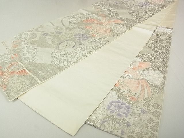 平和屋着物◎六通柄 本袋帯 唐織 鳳凰花車絵巻 銀糸 逸品 DAAG5774tw