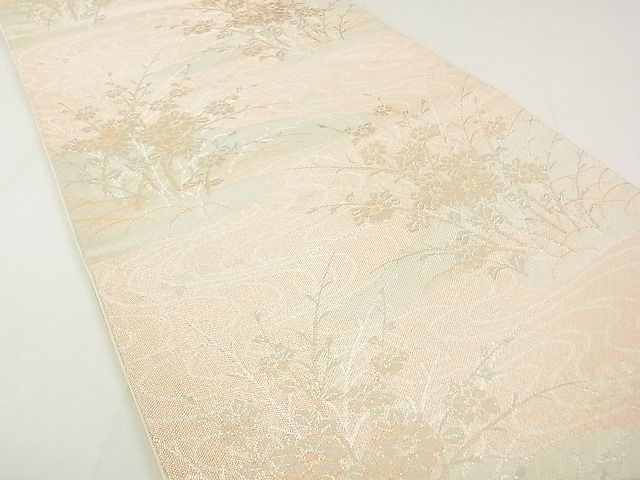 平和屋着物◎六通柄袋帯 霞花文 銀糸 逸品 DAAG5777tw
