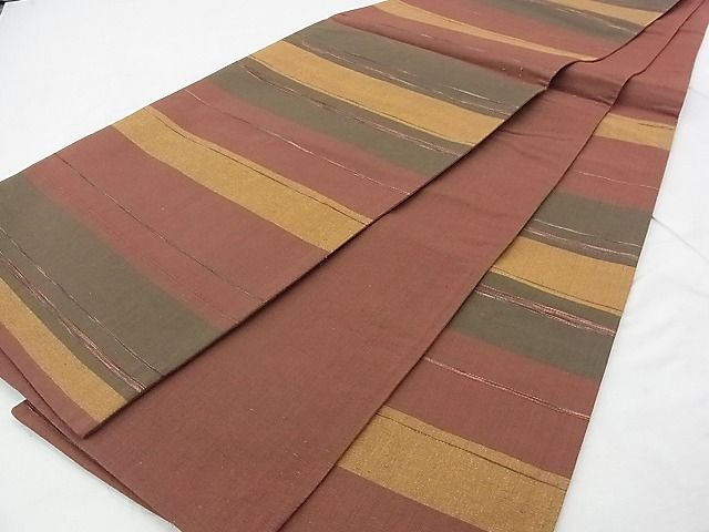 平和屋着物◎六通柄袋帯 紬地 横段文 逸品 BAAH5310if