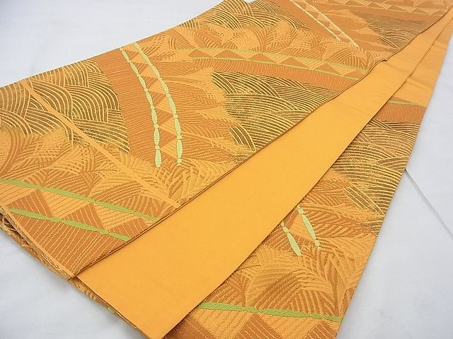 平和屋着物◎六通柄袋帯 青海波藁垣文様 引箔 逸品 BAAI0406if