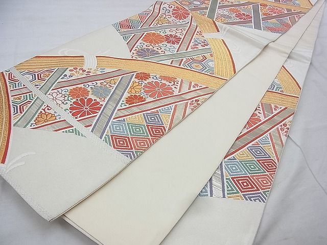 平和屋着物◎六通柄袋帯 唐織 竹垣花唐草文 金銀糸 逸品 BAAI0414if