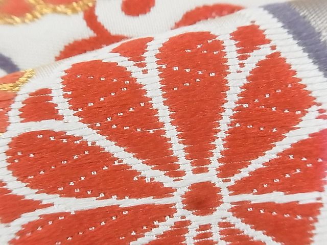 平和屋着物◎六通柄袋帯 唐織 竹垣花唐草文 金銀糸 逸品 BAAI0414if