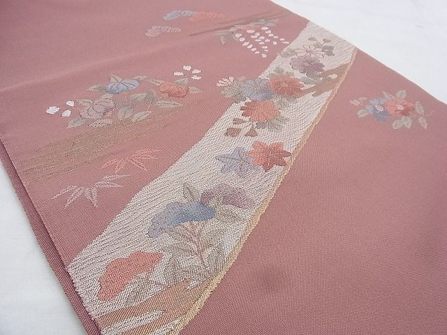 平和屋着物◎太鼓柄袋帯 春秋花文 金糸 逸品 BAAI0405if