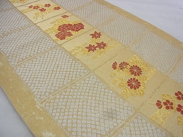 平和屋着物◎六通柄袋帯 箔小袖 金糸 逸品 BAAI0409if