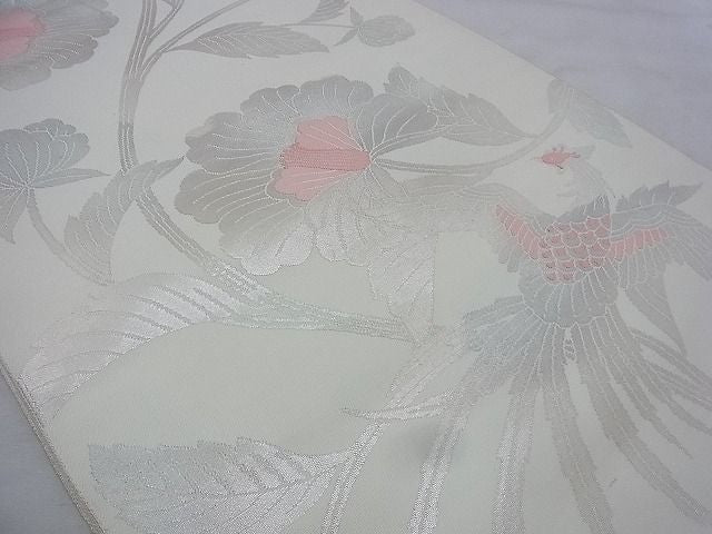 平和屋着物◎六通柄袋帯 鳳凰花唐草文 銀糸 逸品 BAAI0413if