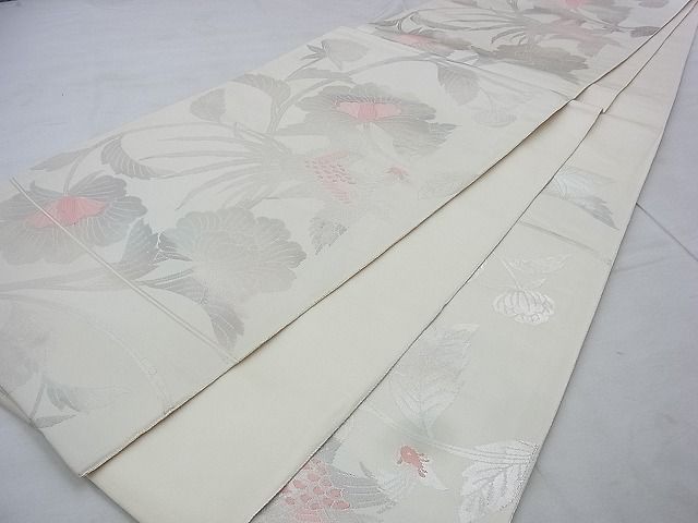 平和屋着物◎六通柄袋帯 鳳凰花唐草文 銀糸 逸品 BAAI0413if