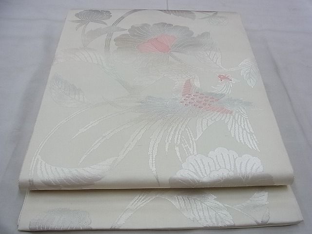 平和屋着物◎六通柄袋帯 鳳凰花唐草文 銀糸 逸品 BAAI0413if